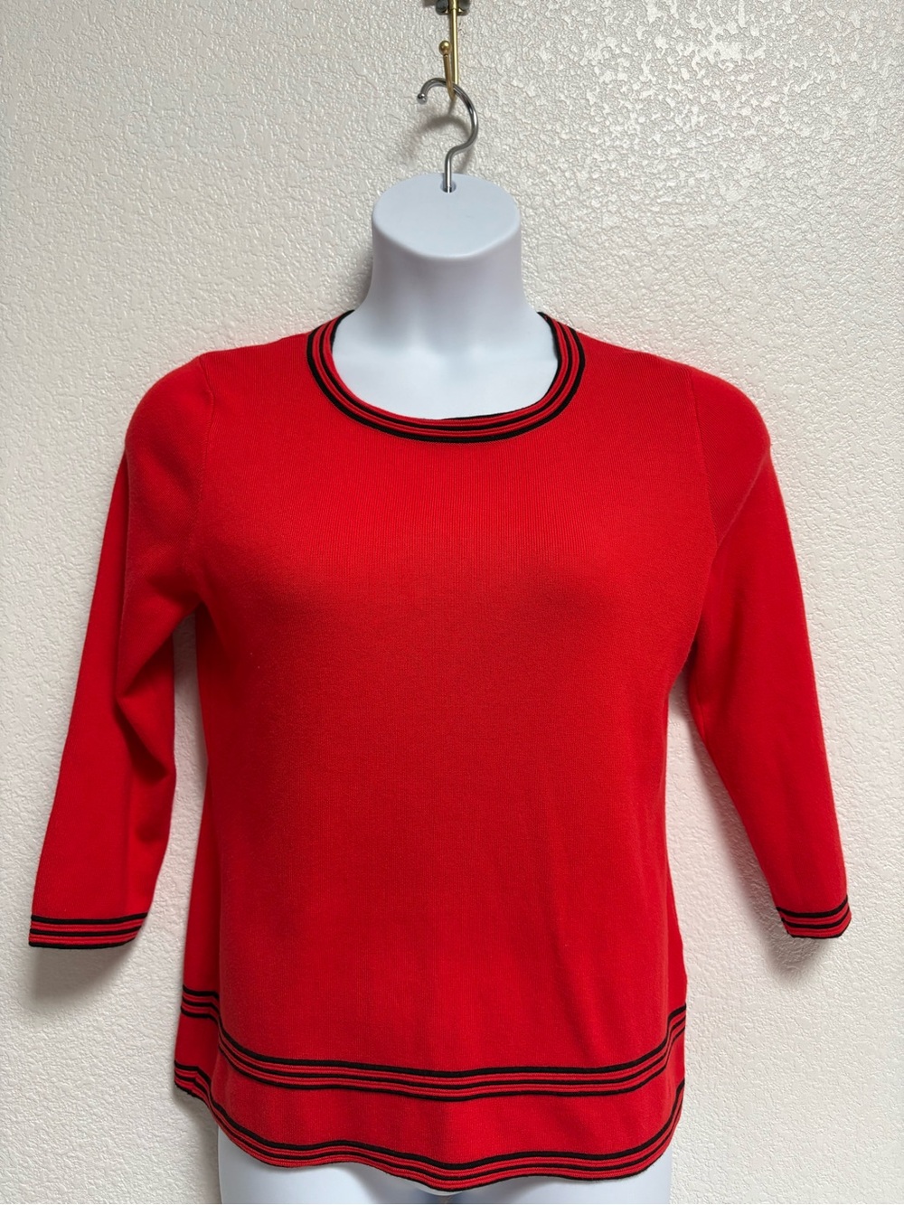 Investments Red Knit Sweater with Black Trim